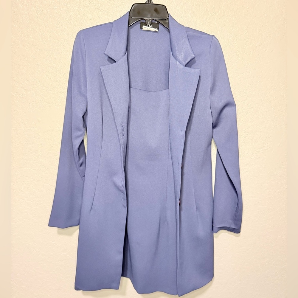 Vintage I.N. San Francisco Blue Mini Dress with Blazer Set Size 7